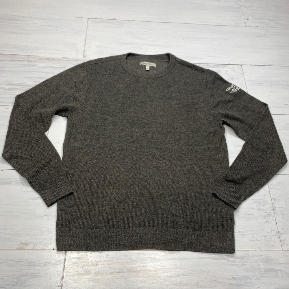 Straight Down Sweater Mens Small Gray Merino Wool Blend Crew Neck Golf Casual